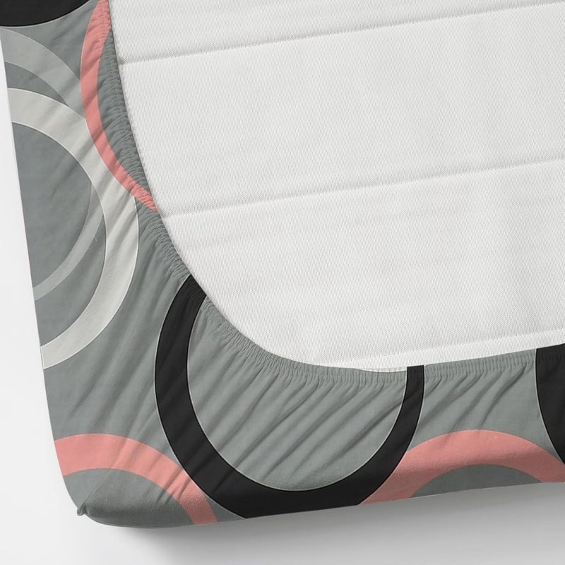 STARNSTYLE 280 TC Elastic Fitted Bedsheet with 2 Pillow Covers - Grey Circle - Image 2